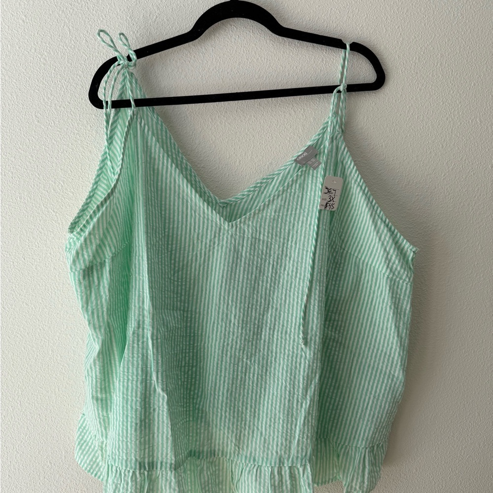ASOS Curve Light Green Striped Camisole and Shorts Pajama Set